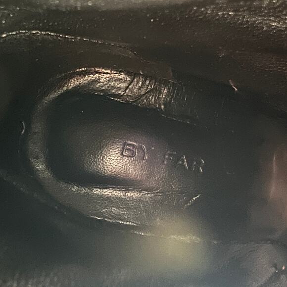 BY FAR Celine Square Toe Croc Embossed Boot Womens 40 Brown Leather Ankle Heeled - Picture 10 of 12